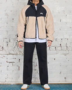 Hot Stussy Sherpa Paneled Hooded Jacket Beige