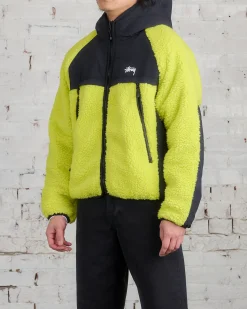 Outlet Stussy Sherpa Paneled Hooded Jacket Lime