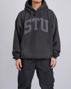 Best Stussy STU Applique Hooded Sweatshirt Black