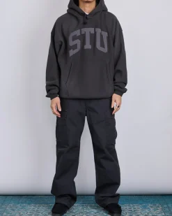 Best Stussy STU Applique Hooded Sweatshirt Black