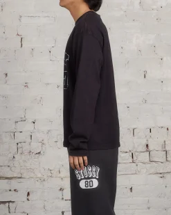 Online Stussy 2-Tone Cotton Mesh LS Crewneck Black
