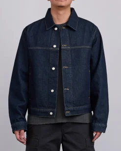 Outlet Stussy Trucker Denim Jacket Rinsed Indigo