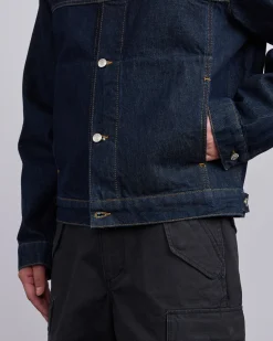 Outlet Stussy Trucker Denim Jacket Rinsed Indigo