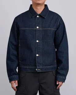 Outlet Stussy Trucker Denim Jacket Rinsed Indigo