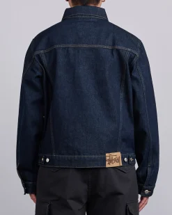 Outlet Stussy Trucker Denim Jacket Rinsed Indigo