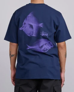Hot Stussy X-Ray Fishin T-Shirt Navy