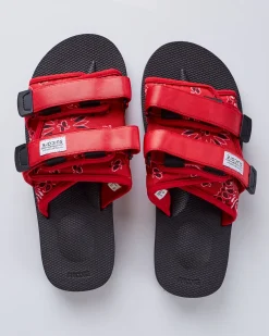 Fashion Suicoke MOTO-Cab-PT02 Sandal Red Bandana