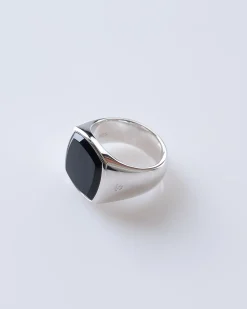 Clearance Tom Wood Cushion Ring (M) Polished Silver 925/Black Onyx