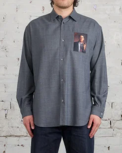 Hot UNDERCOVER Twin Peaks Patch Button Shirt Charcoal