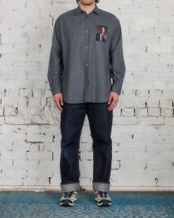 Hot UNDERCOVER Twin Peaks Patch Button Shirt Charcoal