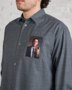 Hot UNDERCOVER Twin Peaks Patch Button Shirt Charcoal