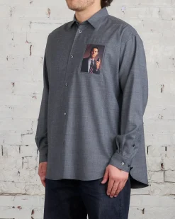 Hot UNDERCOVER Twin Peaks Patch Button Shirt Charcoal