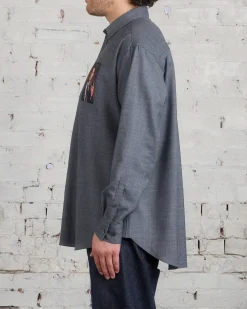 Hot UNDERCOVER Twin Peaks Patch Button Shirt Charcoal