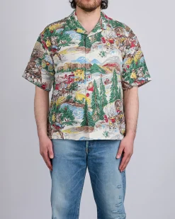 Clearance visvim Crosby Button Shirt Short Sleeve (Washi Chirimen) Ivory