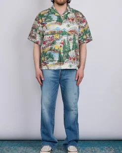 Clearance visvim Crosby Button Shirt Short Sleeve (Washi Chirimen) Ivory