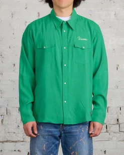 Best visvim Four Corners Longsleeve Button Shirt Green