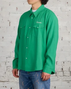 Best visvim Four Corners Longsleeve Button Shirt Green