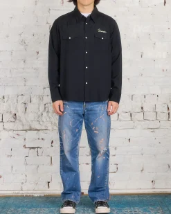 Best visvim Four Corners Longsleeve Button Shirt Black