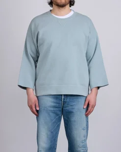 Hot visvim Jumbo SB Crew Sweat 3/4 DMGD Lt.Green