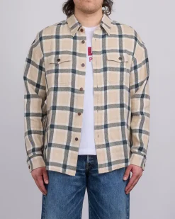Outlet visvim Lumber Check Button Shirt Longsleeve Beige