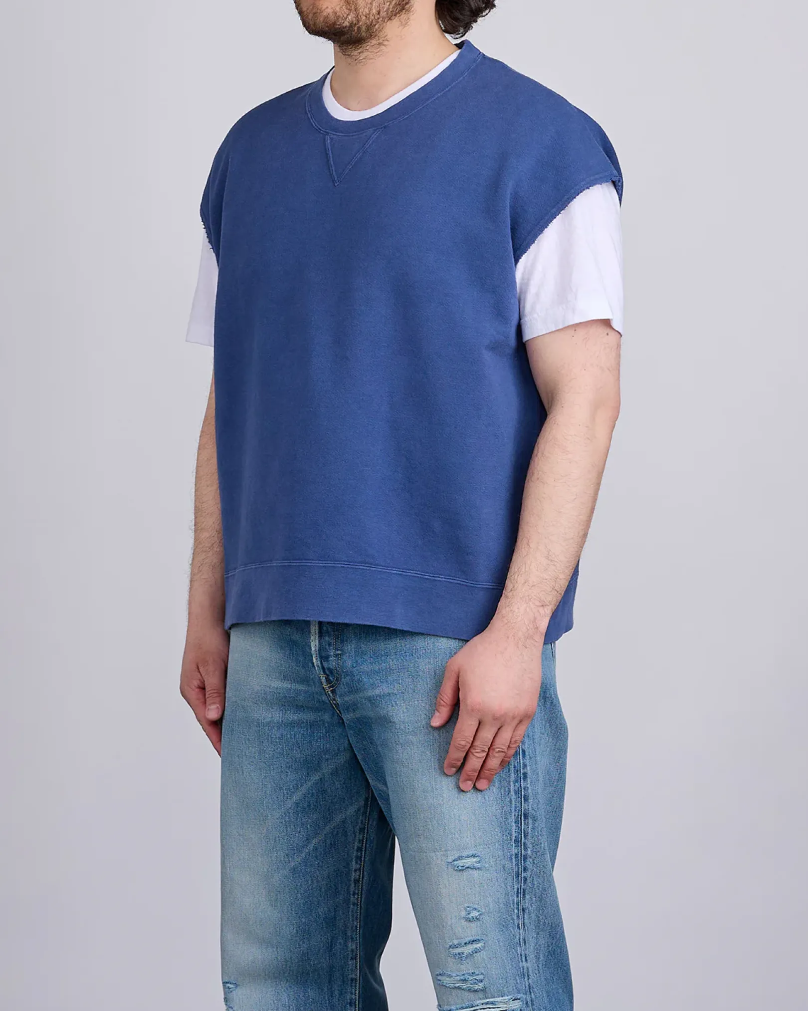 New visvim Mondo Crew Sweat SL DMGD Navy