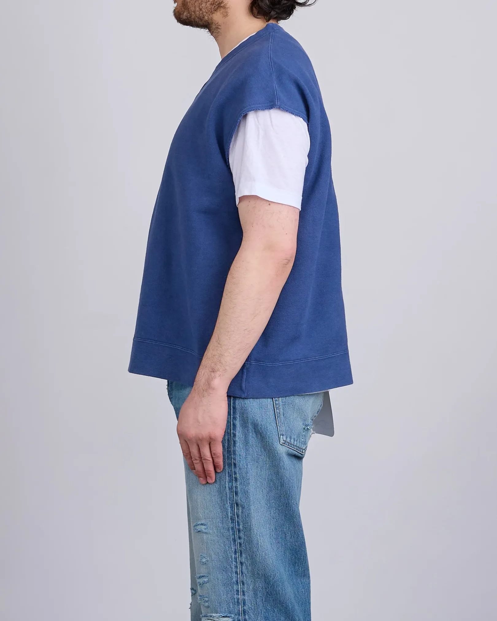 New visvim Mondo Crew Sweat SL DMGD Navy